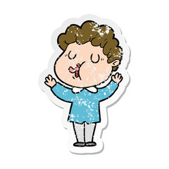 distressed sticker of a cartoon man singing