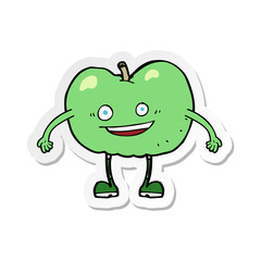 sticker of a cartoon happy apple character