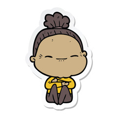 sticker of a cartoon peaceful old woman