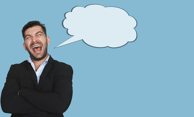 attractive bearded man singing loud