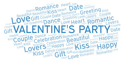 Valentine's Party word cloud.