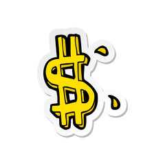 sticker of a cartoon dollar symbol