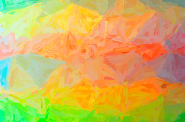 Abstract illustration of green, orange, yellow Impressionist Impasto background