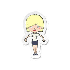 sticker of a cartoon happy woman