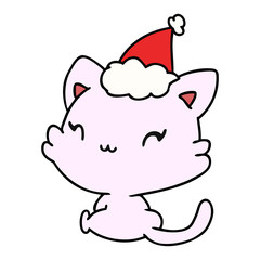 christmas cartoon of kawaii cat