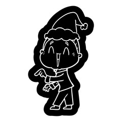 cartoon icon of a happy old lady wearing santa hat