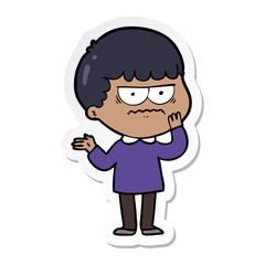 sticker of a cartoon angry man