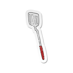 retro distressed sticker of a cartoon spatula