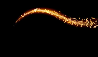 golden swirl of music notes and glitter