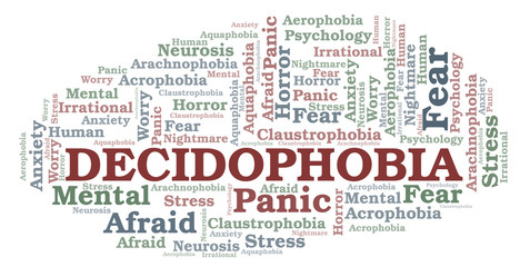 Fototapeta premium Decidophobia word cloud.