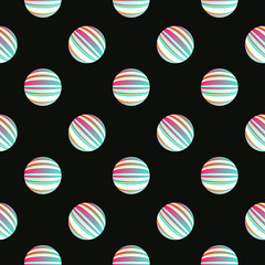striped polka dots seamless tile multicolor on black
