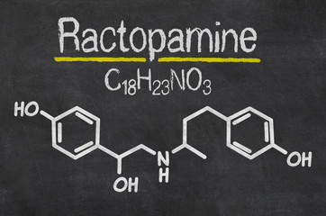 Blackboard with the chemical formula of Ractopamine