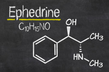 Blackboard with the chemical formula of Ephedrine