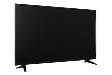 Obraz premium View of widescreen internet tv monitor isolated on white background