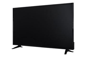 Naklejka premium View of widescreen internet tv monitor isolated on white background