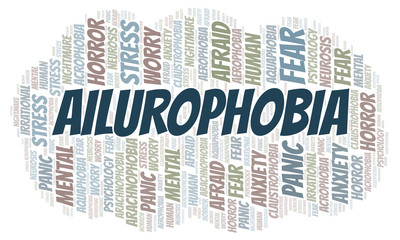 Fototapeta premium Ailurophobia word cloud.