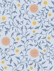 Vintage floral seamless pattern on light background. Vector illustration. - obrazy, fototapety, plakaty