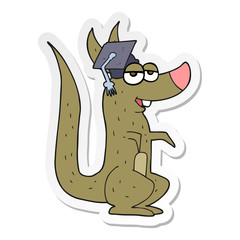 sticker of a cartoon kangaroo with graduation cap