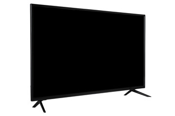 Naklejka premium View of widescreen internet tv monitor isolated on white background