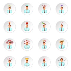Stress icons set. Cartoon illustration of 16 stress vector icons for web