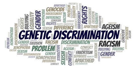 Genetic Discrimination - type of discrimination - word cloud.