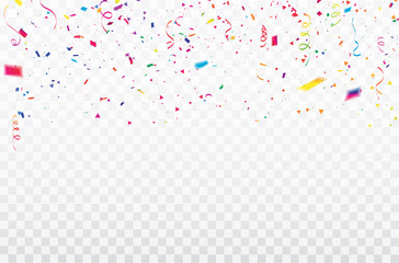 Celebration background template with confetti Colorful ribbons frame. luxury greeting rich card.