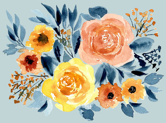 beautiful floral arrangement watercolor background