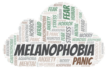 Obraz premium Melanophobia word cloud.