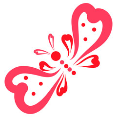 Cute and funny butterfly from the hearts, like a decorative bow