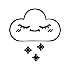 line drawing cartoon snow cloud
