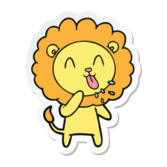 sticker of a happy cartoon lion
