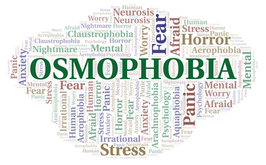 Fototapeta premium Osmophobia word cloud.