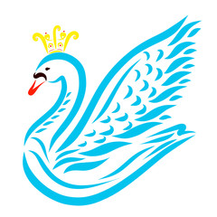 Obraz premium a beautiful blue swan wearing a crown