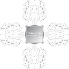 Obraz premium Chip electronic pattern for computer technology, Motherboard integrated computing illustration