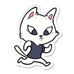 sticker of a confused cartoon cat
