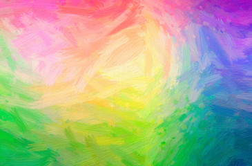 Fototapeta na wymiar Abstract illustration of green, purple, yellow Bristle Brush Oil Paint background
