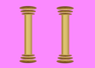 ancient column isolated on pink background
