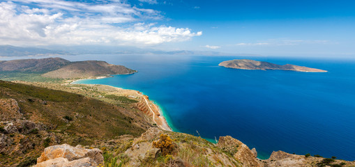 Fototapeta na wymiar View of Mirabello Bay and Pseira Island, Sitia, Crete, Greece