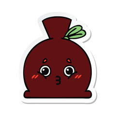 sticker of a cute cartoon sack