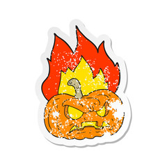 retro distressed sticker of a cartoon halloween pumpkin