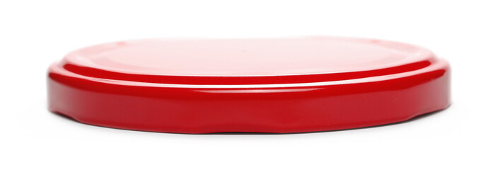 Red jar lid isolated on white background
