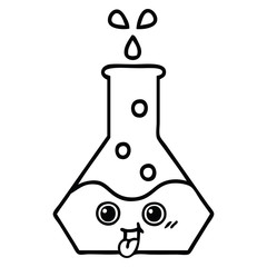 line drawing cartoon science beaker