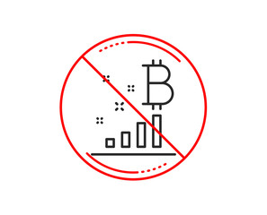 No or stop sign. Bitcoin graph line icon. Cryptocurrency analytics sign. Crypto money symbol. Caution prohibited ban stop symbol. No  icon design.  Vector