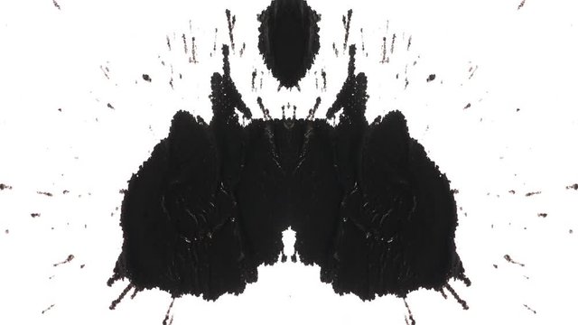 Ink blots in symmetrical pattern isolated on white background. Perfect for abstract transitions or other motion graphics elements