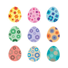 set of easter eggs isolated on white