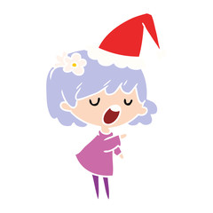 christmas cartoon of kawaii girl