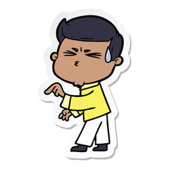 sticker of a cartoon man sweating