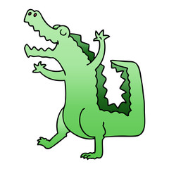 quirky gradient shaded cartoon crocodile
