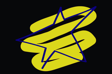 Neon star, isolated design element.