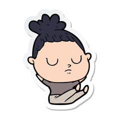 Obraz premium sticker of a cartoon calm woman